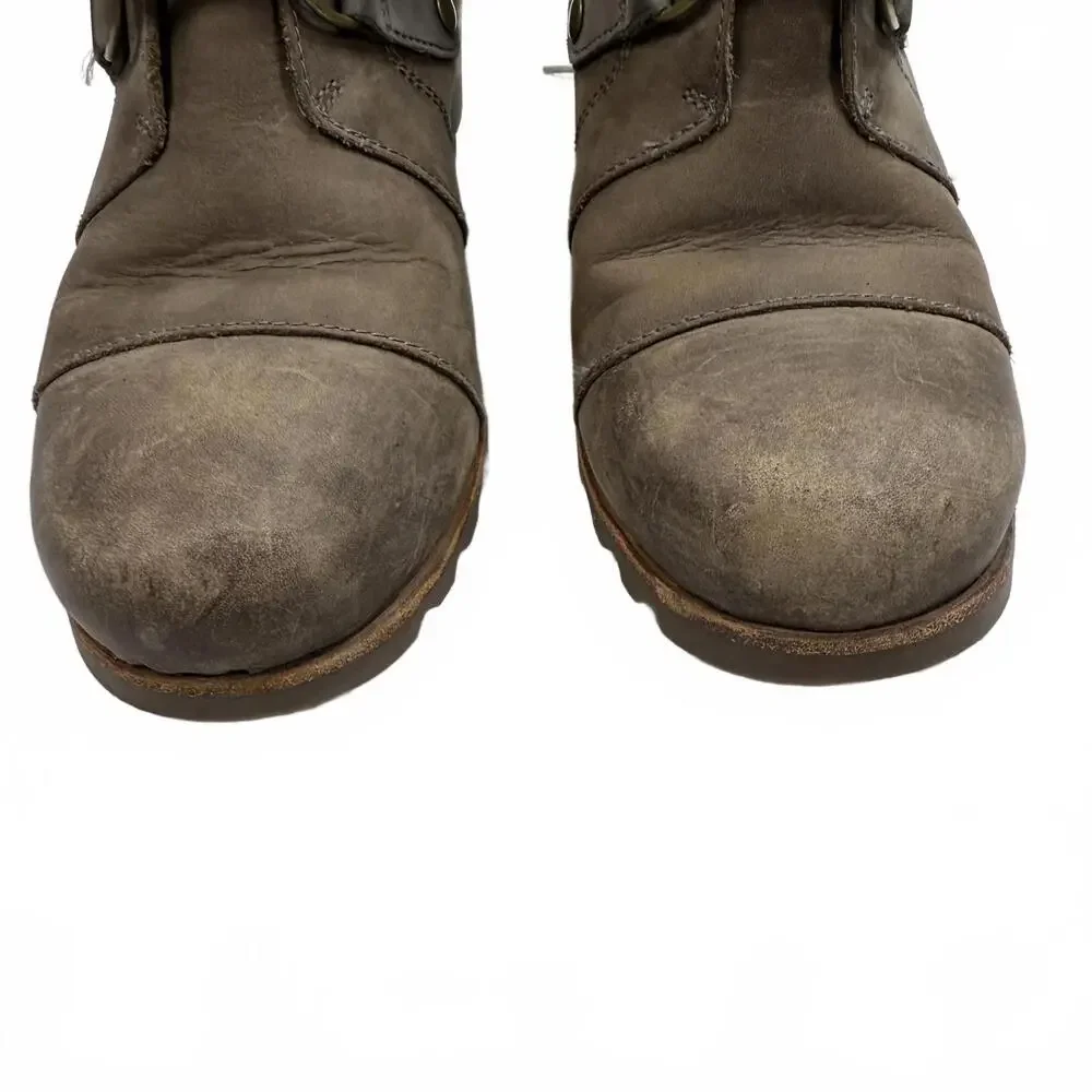Sorel Women's Tan Brown Leather Wedge Joan of Arc Boots size‎ 10